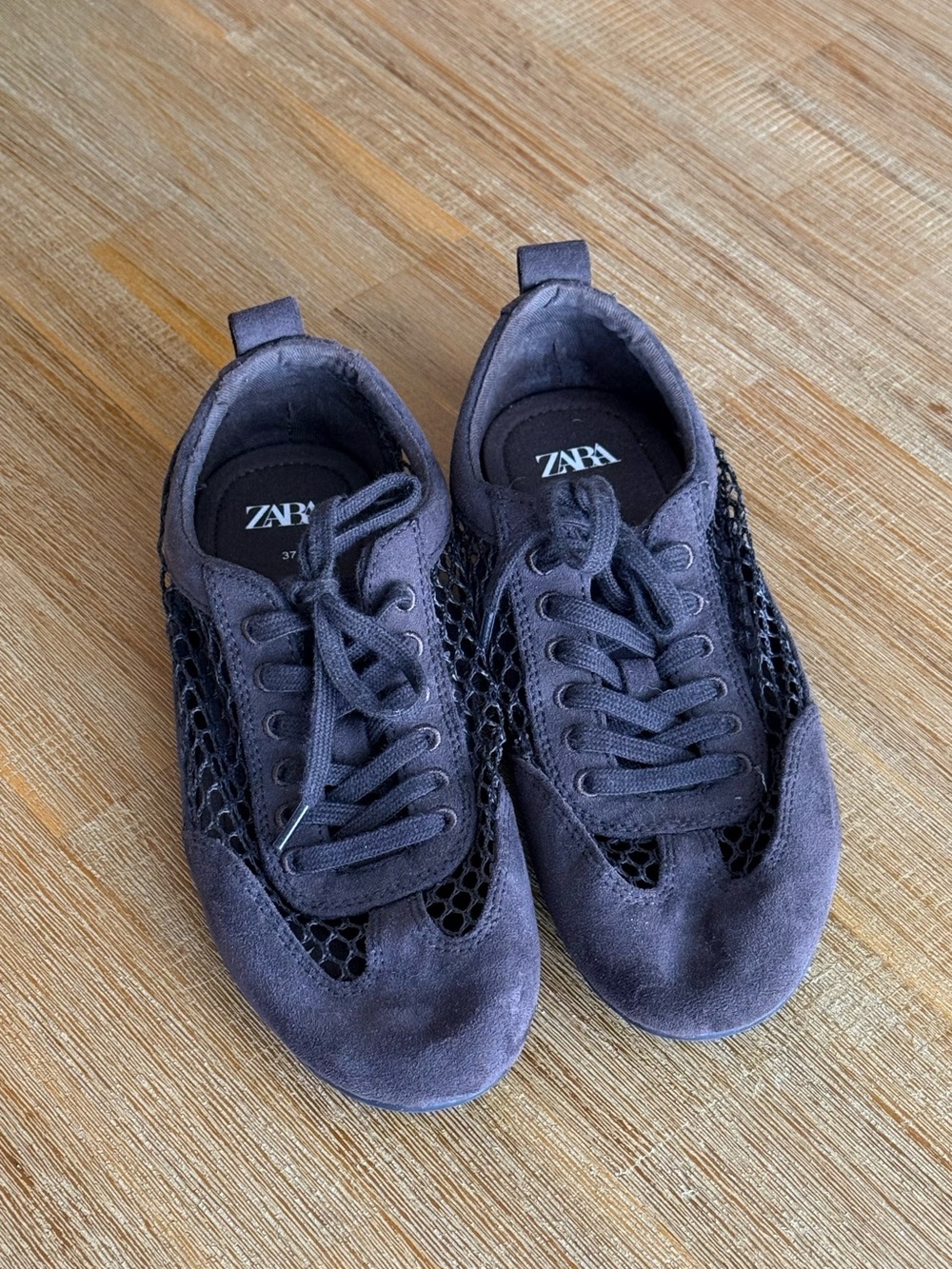 Zara Men's Charcoal Suede & Mesh Sneakers